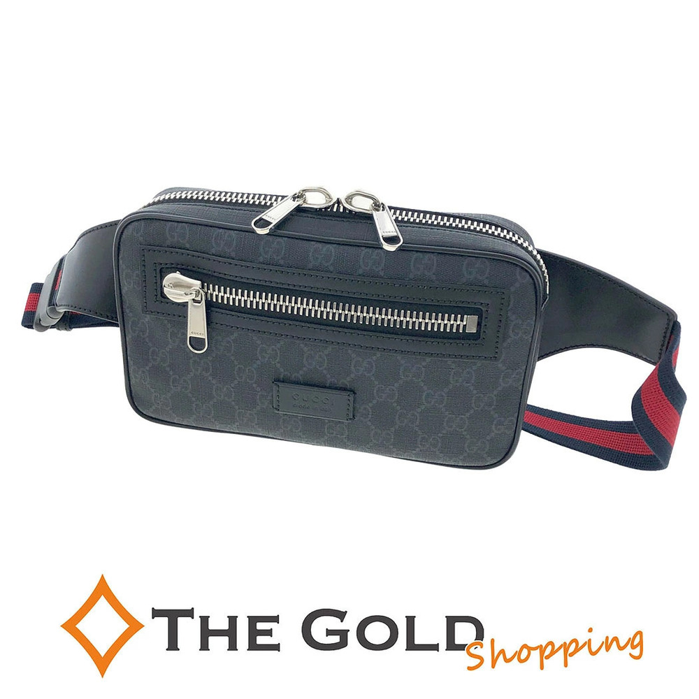 Gucci Body Bag GG Supreme Canvas Leather Shoulder Bag Black